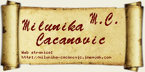 Milunika Cacanović vizit kartica
